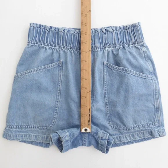 Madewell Womens Denim Pull-On Paperbag Utility Shorts Blue Elastic Waist Size 25 - Picture 5 of 9